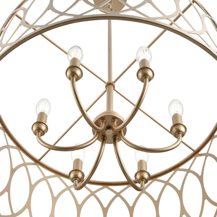 12'' Arelyn Painted Modern Gold 6 Light Pendant