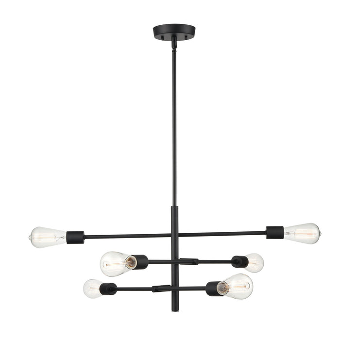 12'' Decco Matte Black 6 Light Pendant