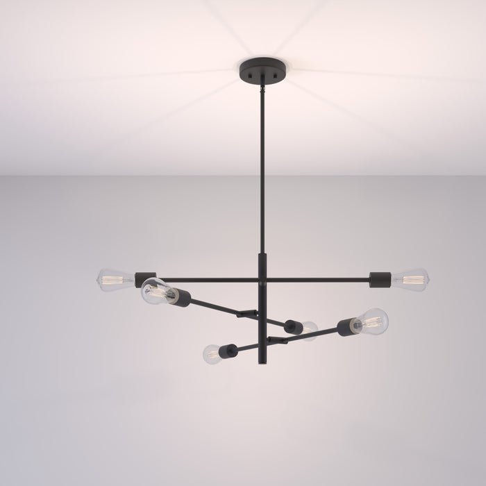 12'' Decco Matte Black 6 Light Pendant