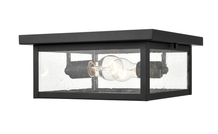 12-inch Evanton Powder Coated Black 2-Light Outdoor Flush Mount Ceiling Light