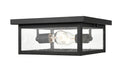 12-inch Evanton Powder Coated Black 2-Light Outdoor Flush Mount Ceiling Light