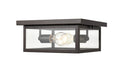 12-inch Evanton Powder Coated Bronze 2-Light Outdoor Flush Mount Ceiling Light with Clear Glass