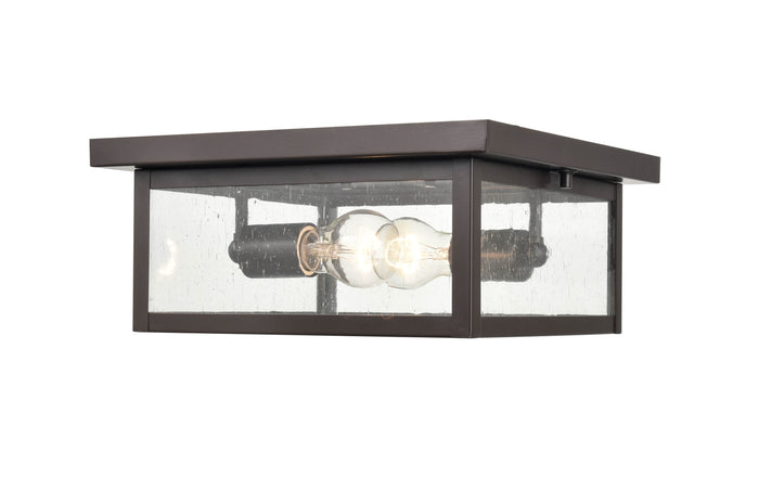 12-inch Evanton Powder Coated Bronze 2-Light Outdoor Flush Mount Ceiling Light