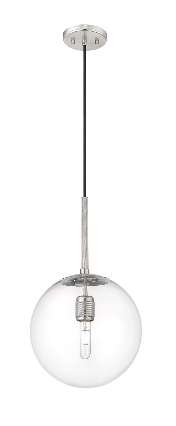 12-inch Kairo Brushed Nickel 1-Light Clear Glass Pendant Light