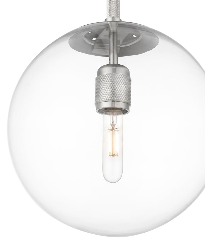 12-inch Kairo Brushed Nickel 1-Light Clear Glass Pendant Light