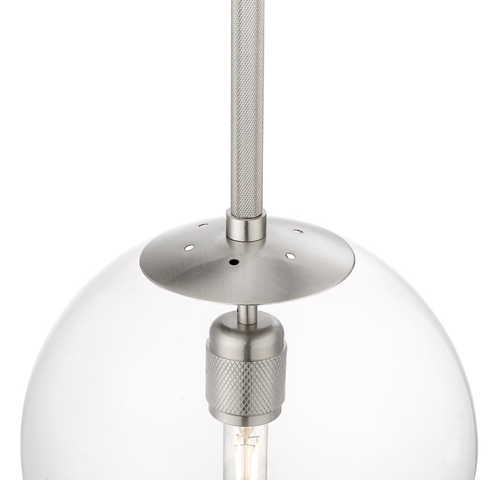 12-inch Kairo Brushed Nickel 1-Light Clear Glass Pendant Light