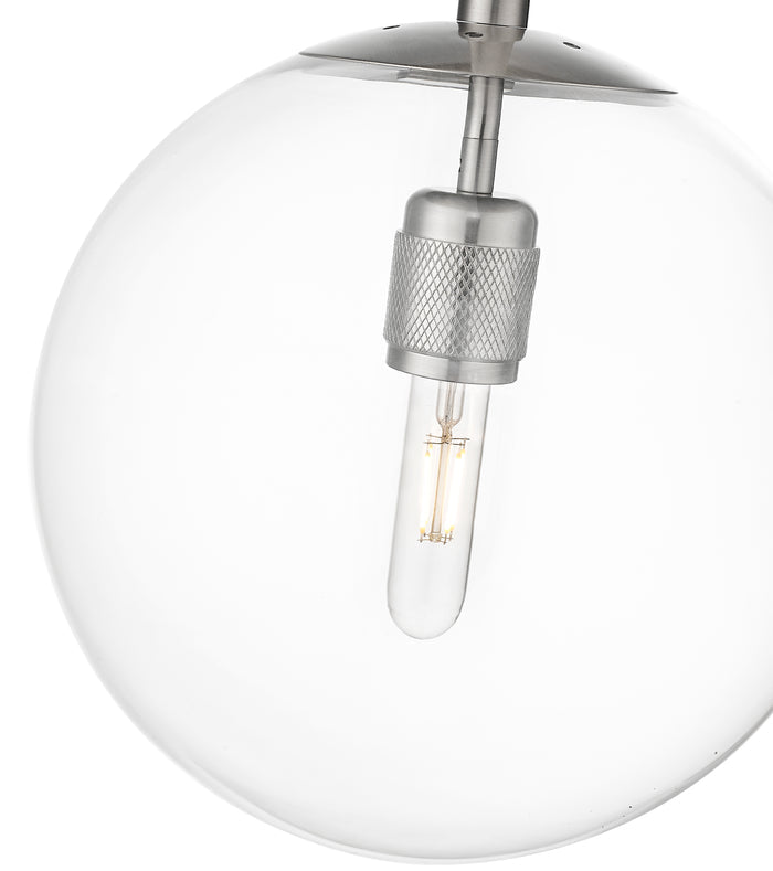 12-inch Kairo Brushed Nickel 1-Light Clear Glass Pendant Light