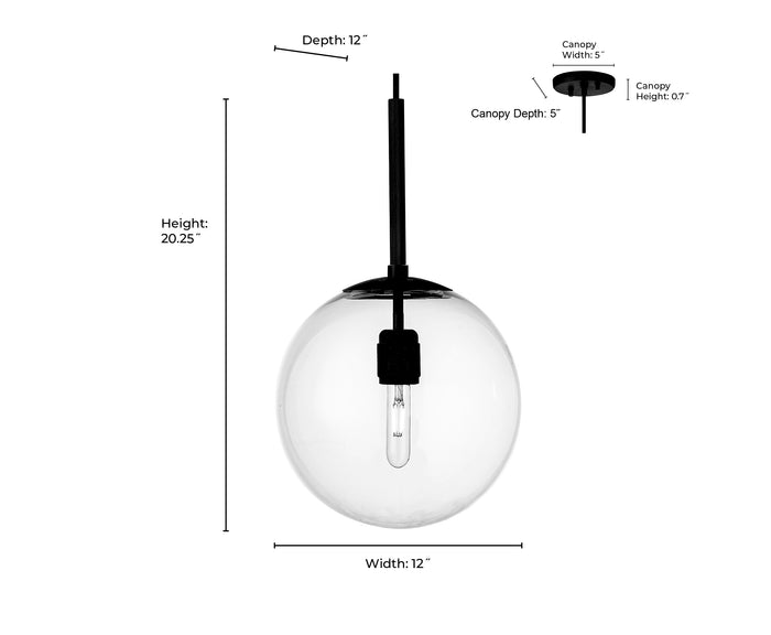 12-inch Kairo Brushed Nickel 1-Light Clear Glass Pendant Light