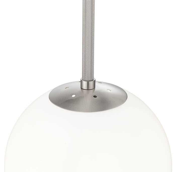 12-inch Kairo Brushed Nickel 1-Light Shiny Opal Glass Pendant Light