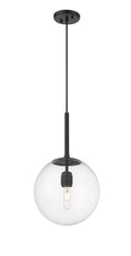 12-inch Kairo Matte Black 1-Light Clear Glass Pendant Light