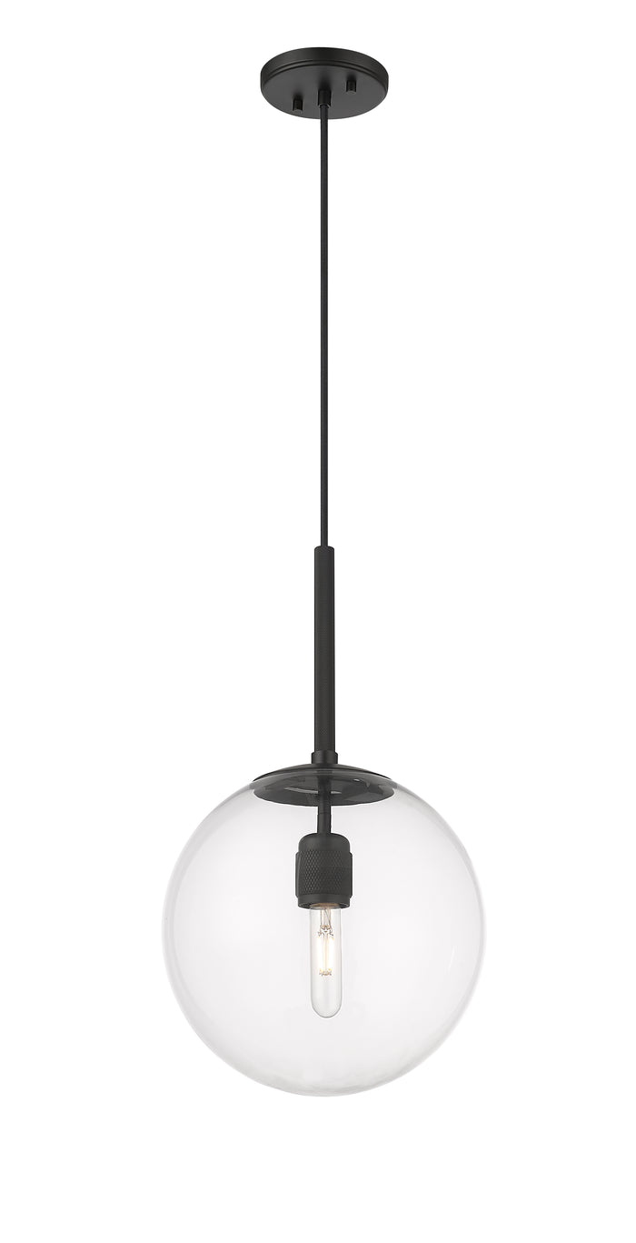 12-inch Kairo Matte Black 1-Light Clear Glass Pendant Light