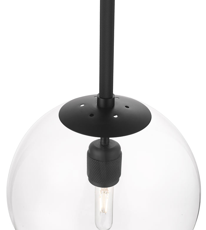 12-inch Kairo Matte Black 1-Light Clear Glass Pendant Light