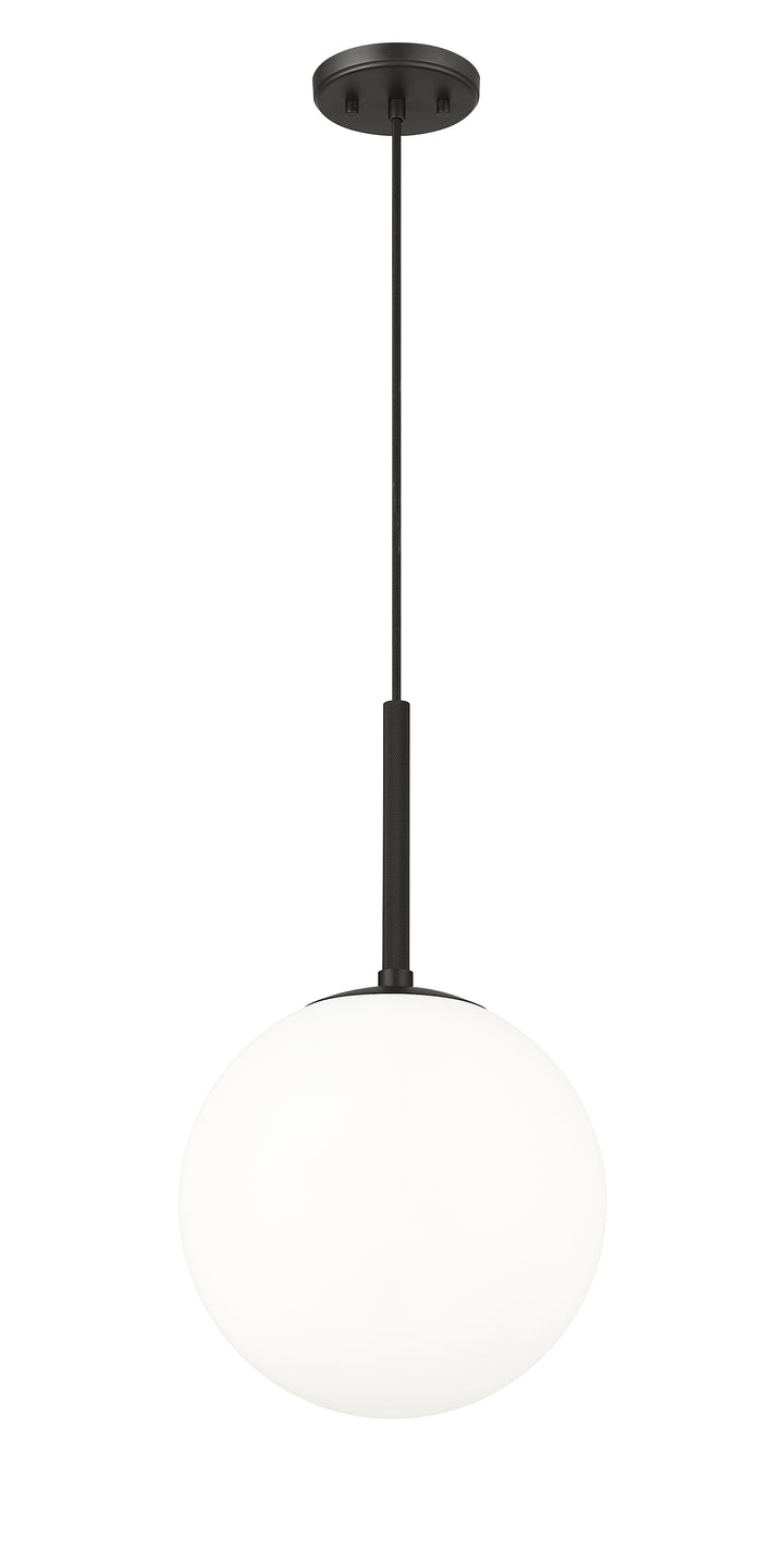 12-inch Kairo Matte Black 1-Light Shiny Opal Glass Pendant Light