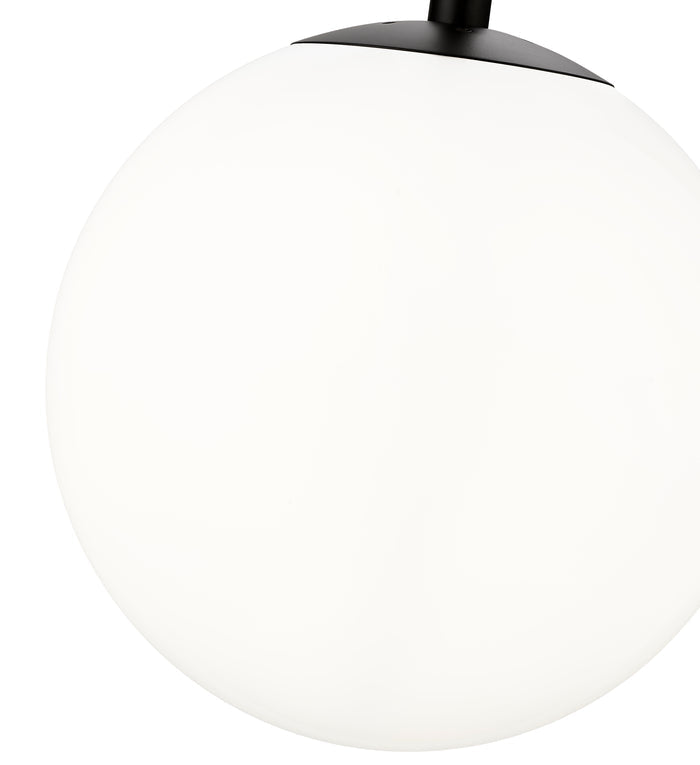 12-inch Kairo Matte Black 1-Light Shiny Opal Glass Pendant Light