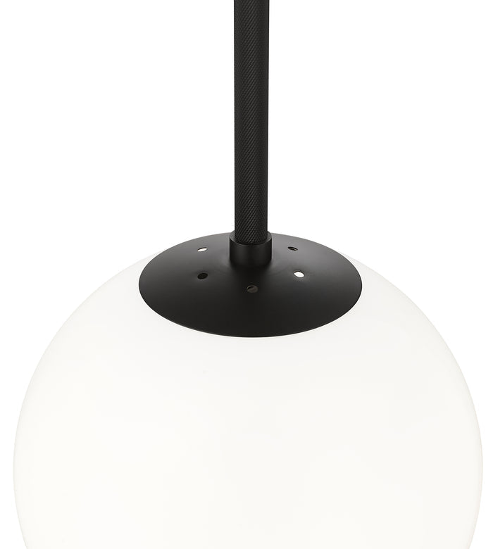 12-inch Kairo Matte Black 1-Light Shiny Opal Glass Pendant Light