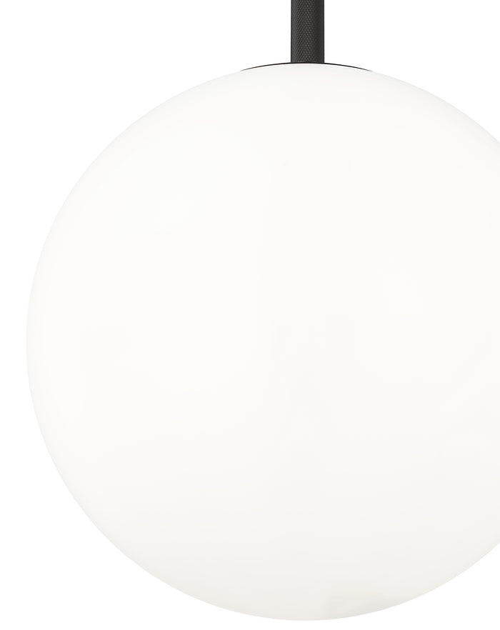 12-inch Kairo Matte Black 1-Light Shiny Opal Glass Pendant Light