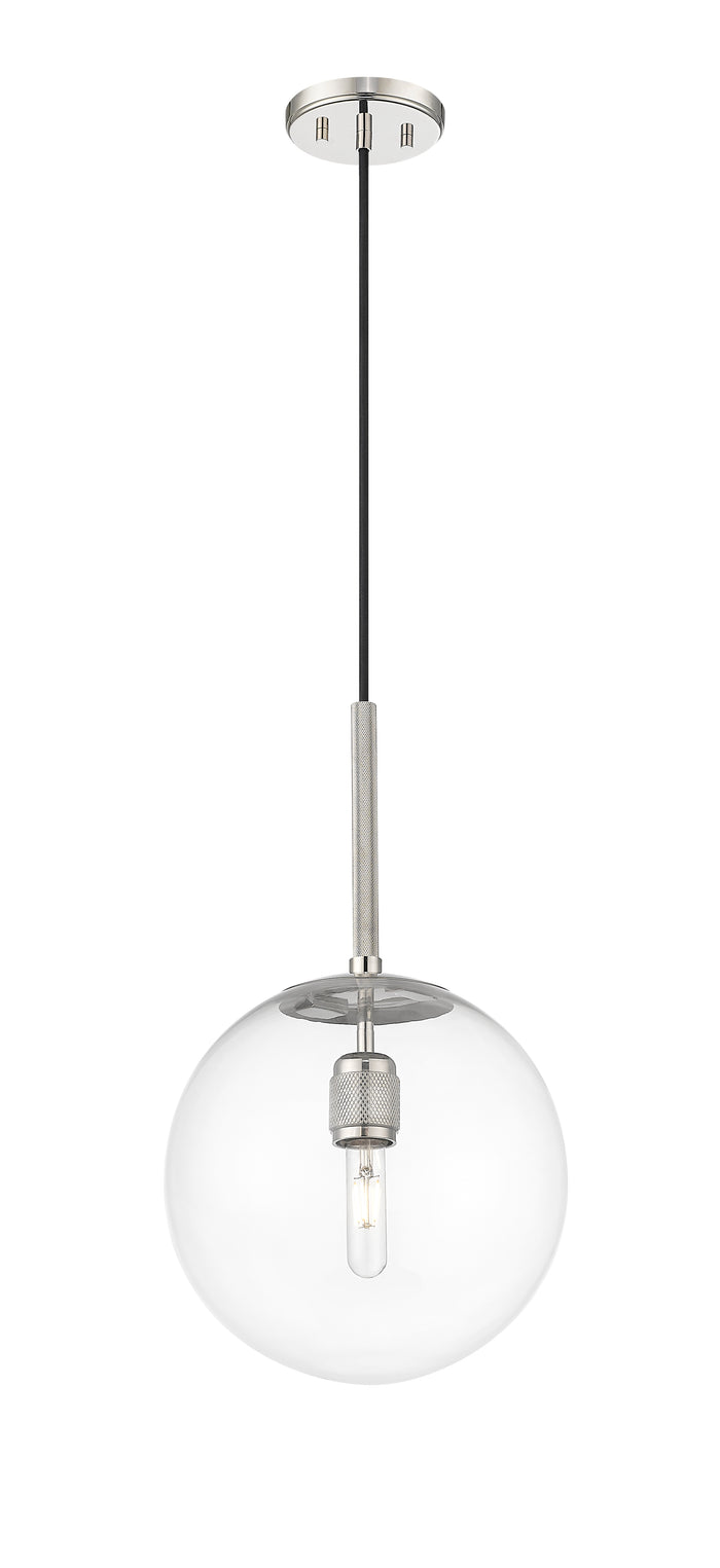 12-inch Kairo Polished Nickel 1-Light Clear Glass Pendant Light