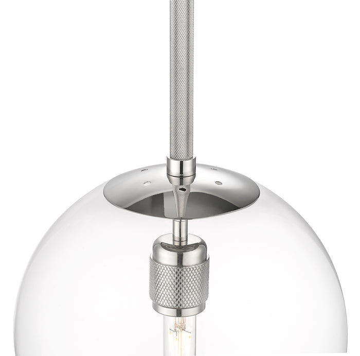 12-inch Kairo Polished Nickel 1-Light Clear Glass Pendant Light