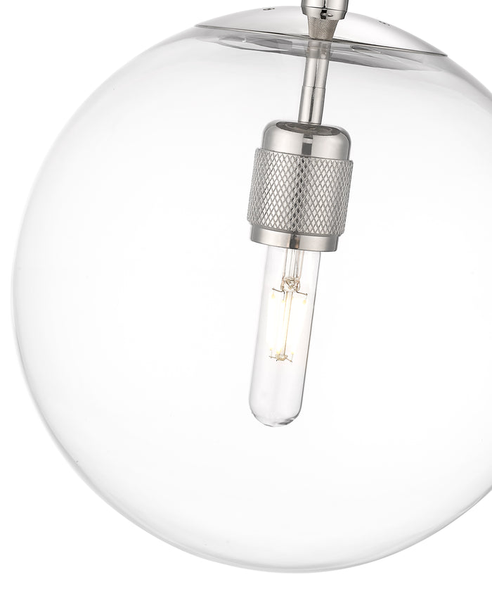 12-inch Kairo Polished Nickel 1-Light Clear Glass Pendant Light