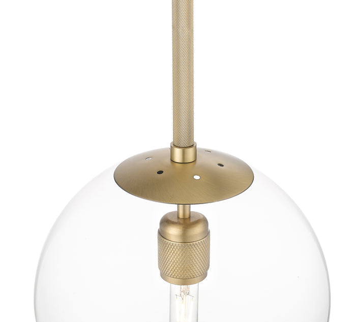 12-inch Kairo Vintage Brass 1-Light Clear Glass Pendant Light