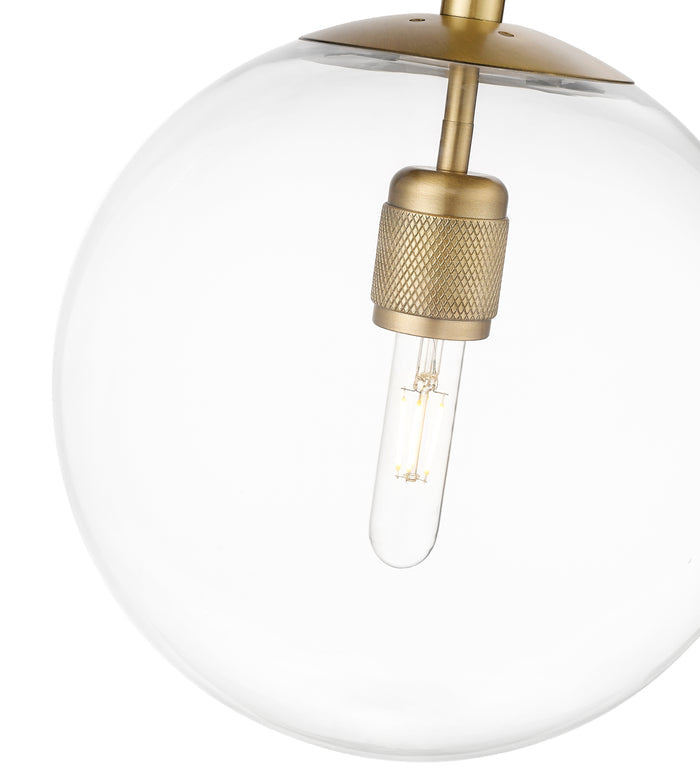 12-inch Kairo Vintage Brass 1-Light Clear Glass Pendant Light