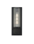 12-inch Matte Black 1-Light Clear Striped Glass Wall Sconce