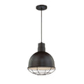 12-inch R Series Satin Black 1-Light Pendant Light with Metal Shade