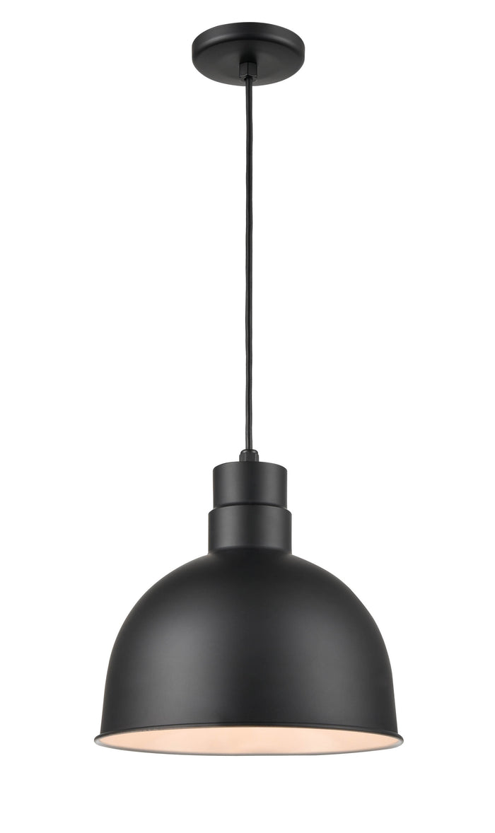 12-inch R Series Satin Black 1-Light Pendant Light