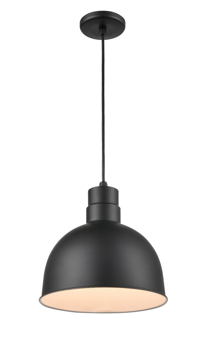 12-inch R Series Satin Black 1-Light Pendant Light