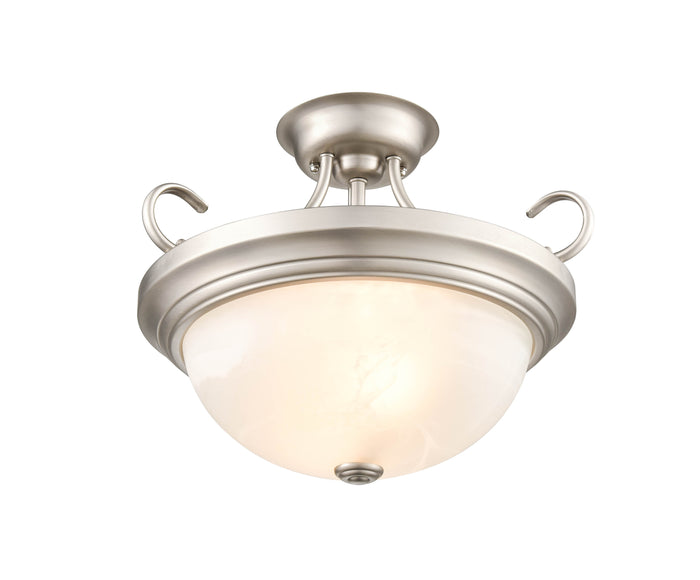 12''  Satin Nickel 2 Light Semi-Flush Mount