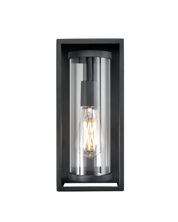12.5-inch Caleb Textured Black 1-Light Outdoor Wall Sconce