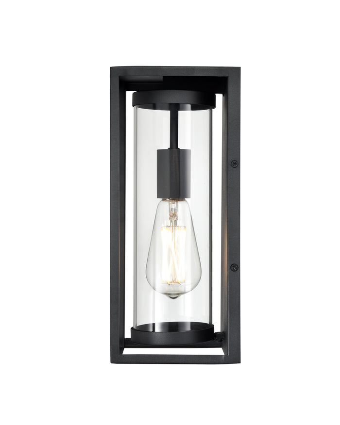 12.5-inch Caleb Textured Black 1-Light Outdoor Wall Sconce