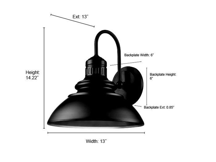 13'' Adda Powder Coated Black  Light Wall Sconce