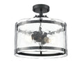 13'' Bennetti Matte BlackWater 2 Light Semi-Flush Mount