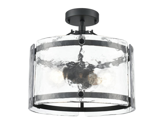 13'' Bennetti Matte BlackWater 2 Light Semi-Flush Mount