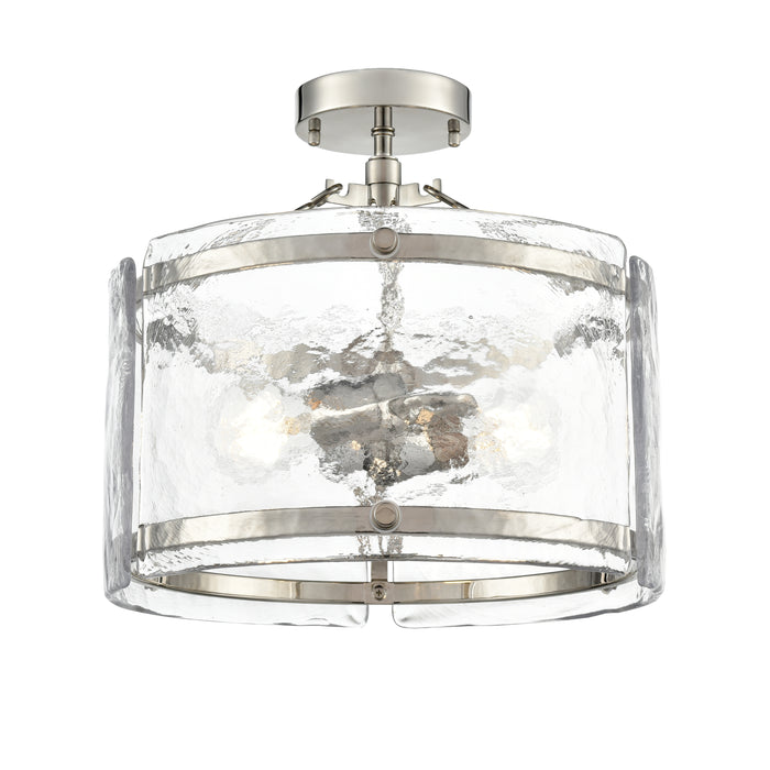 13'' Bennetti Polished NickelWater 2 Light Semi-Flush Mount