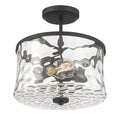 13'' Clarvyn Matte BlackClear Stone Water 2 Light Semi-Flush Mount