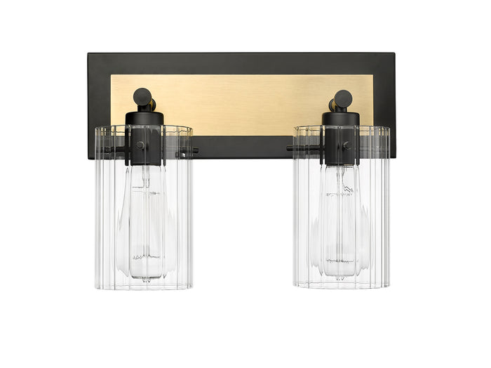 13'' Gasol Matte Black/Vintage Brass 2 Light Bath Vanity