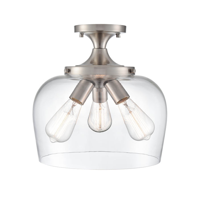 13-inch Ashford Brushed Nickel 3-Light Semi-Flush Mount Ceiling Light