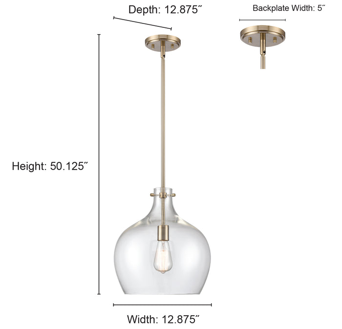 13-inch Brushed Nickel 1-Light Pendant Light