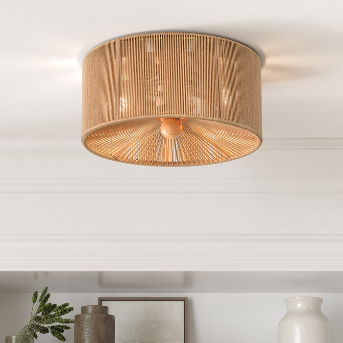 13-inch Brushed Nickel 2-Light Round Flush Mount Ceiling Light