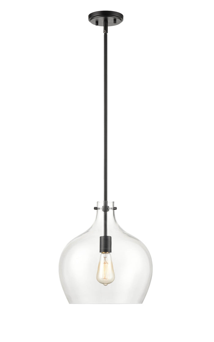 13-inch Matte Black 1-Light Pendant Light