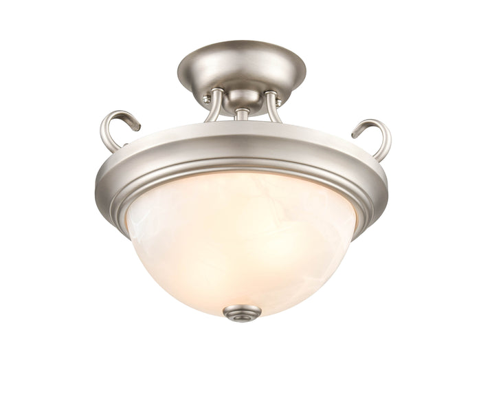 13-inch Satin Nickel 2-Light Semi-Flush Mount Ceiling Light