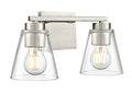 13-inch Strayhan Brushed Nickel 2-Light Clear Glass Bathroom Vanity Light