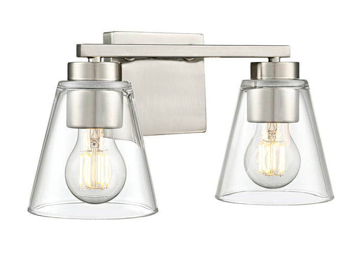 13-inch Strayhan Brushed Nickel 2-Light Clear Glass Bathroom Vanity Light