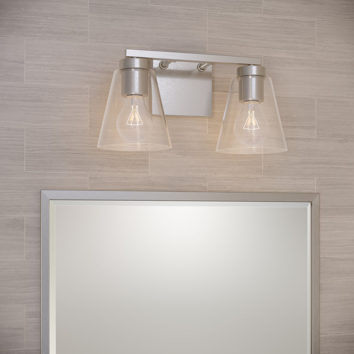 13-inch Strayhan Brushed Nickel 2-Light Clear Glass Bathroom Vanity Light