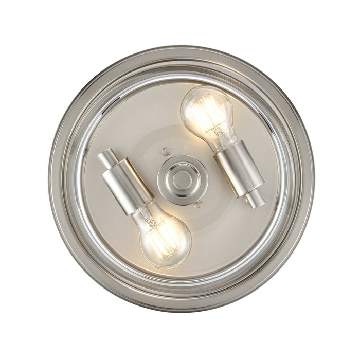 13-inch Strayhan Brushed Nickel 2-Light Clear Glass Flush Mount Ceiling Light
