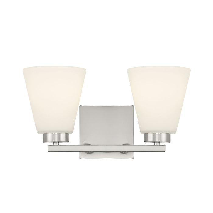 13-inch Strayhan Brushed Nickel 2-Light White Frosted Glass Bathroom Vanity Light