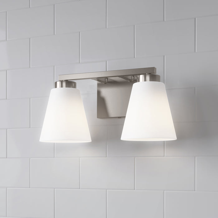 13-inch Strayhan Brushed Nickel 2-Light White Frosted Glass Bathroom Vanity Light