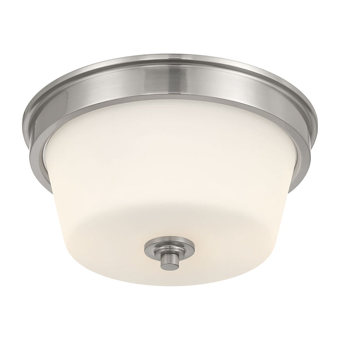 13-inch Strayhan Brushed Nickel 2-Light White Frosted Glass Flush Mount Ceiling Light
